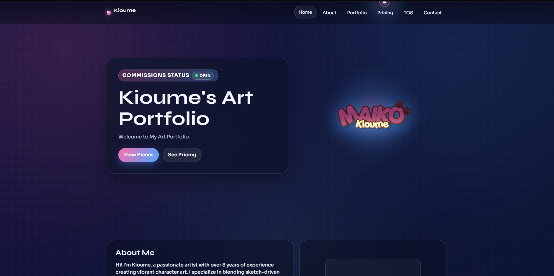 Kioume website screenshot